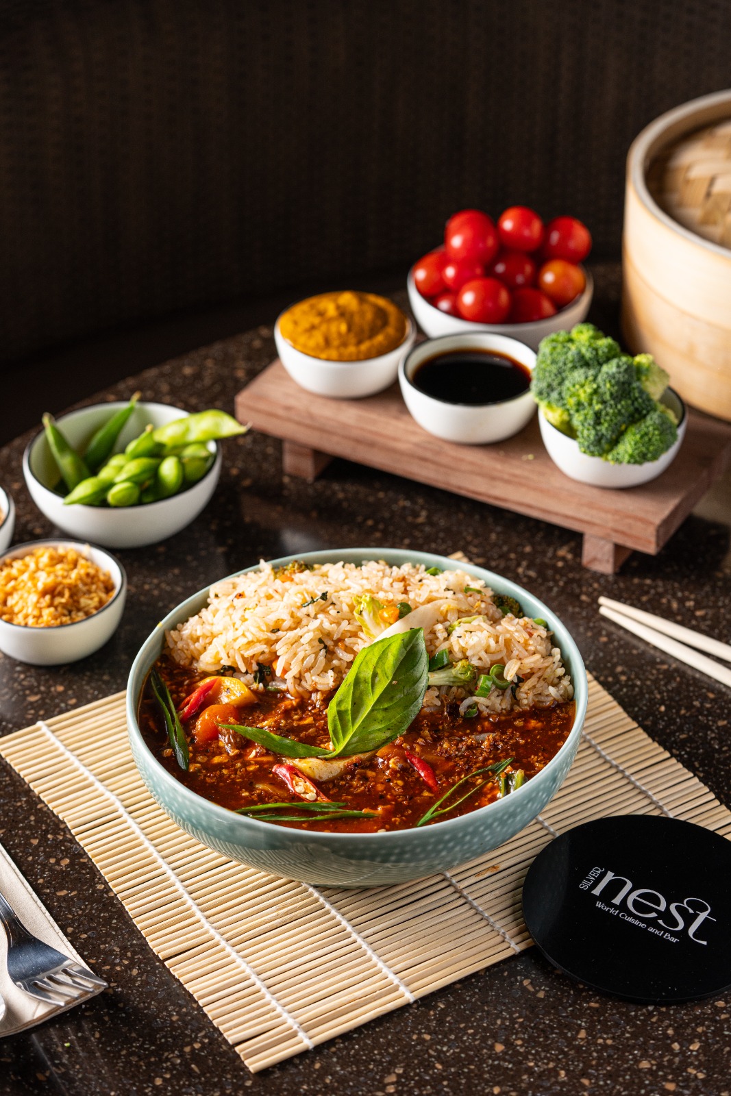 Basil fried rice with curry